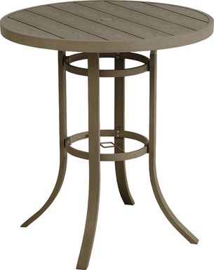 Siesta Key Gray 40" Round Bar Height Outdoor Dining Table with Umbrella Hole
