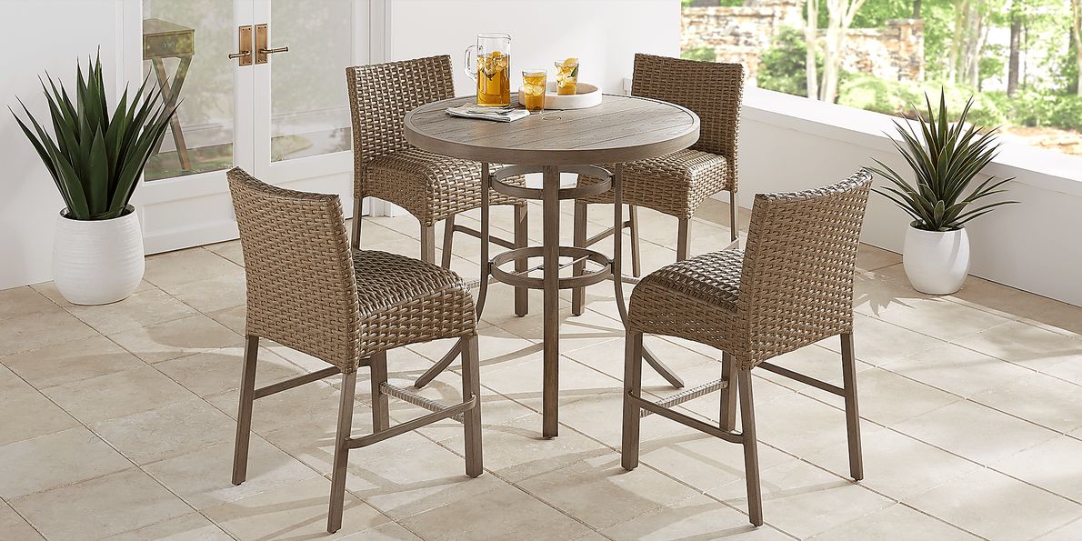 Siesta Key 5 Pc Gray Aluminum Outdoor Dining Set With 40 In