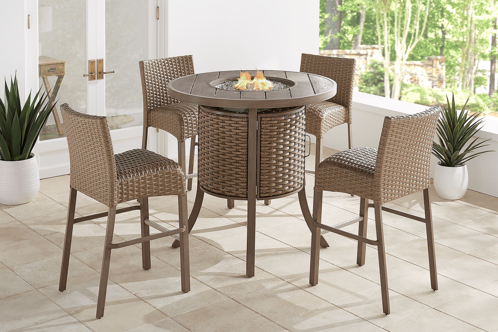 Siesta Key Gray 5 Pc Outdoor Fire Bar Chat Set - Image 1