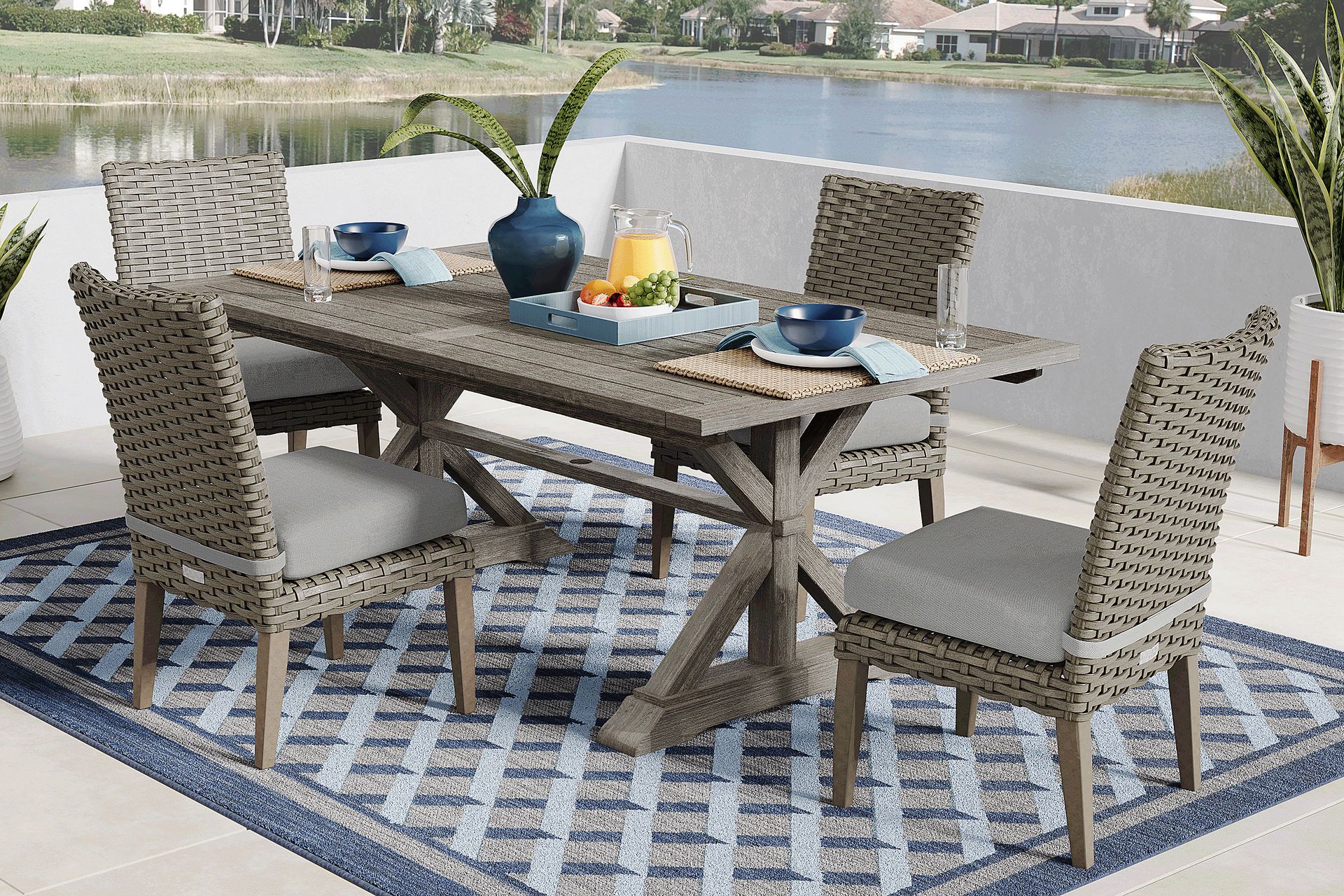 Siesta Key Light Wood 76 in. Rectangle Outdoor Dining Table - Image 2