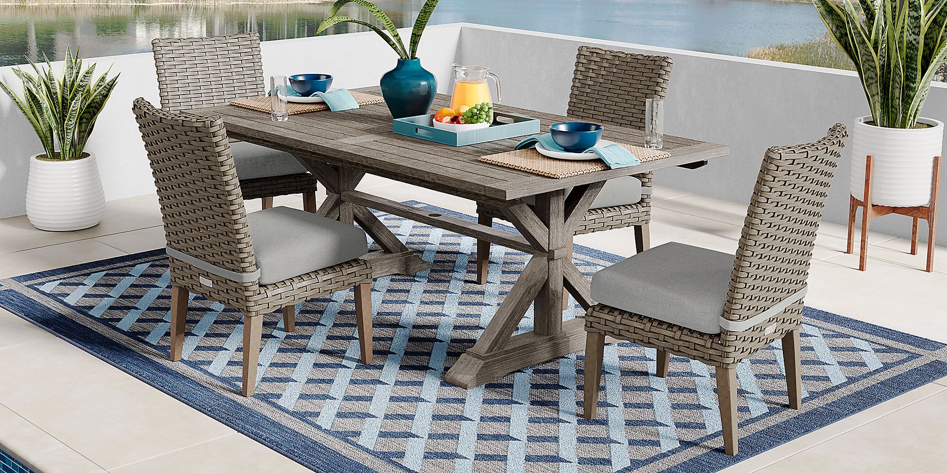 Siesta Key Driftwood Outdoor Side Chair with Dove Cushion - Image 2