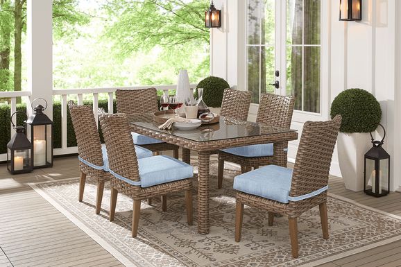 Siesta Key Driftwood 7 Pc 72 in. Rectangle Outdoor Dining Set with Steel Cushions