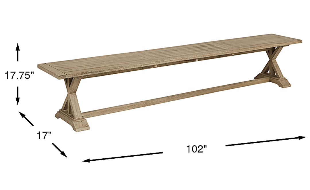 Siesta Key Light Wood 102 in. Outdoor Dining Bench