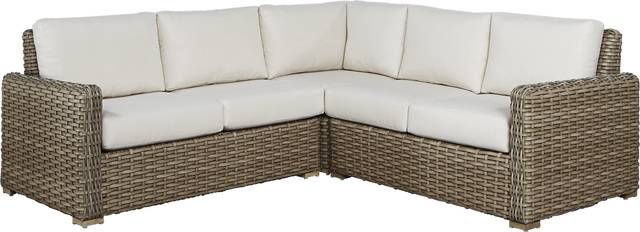 Siesta Key Driftwood 3 Pc Outdoor Sectional with Linen Cushions - Thumbnail - Image 3