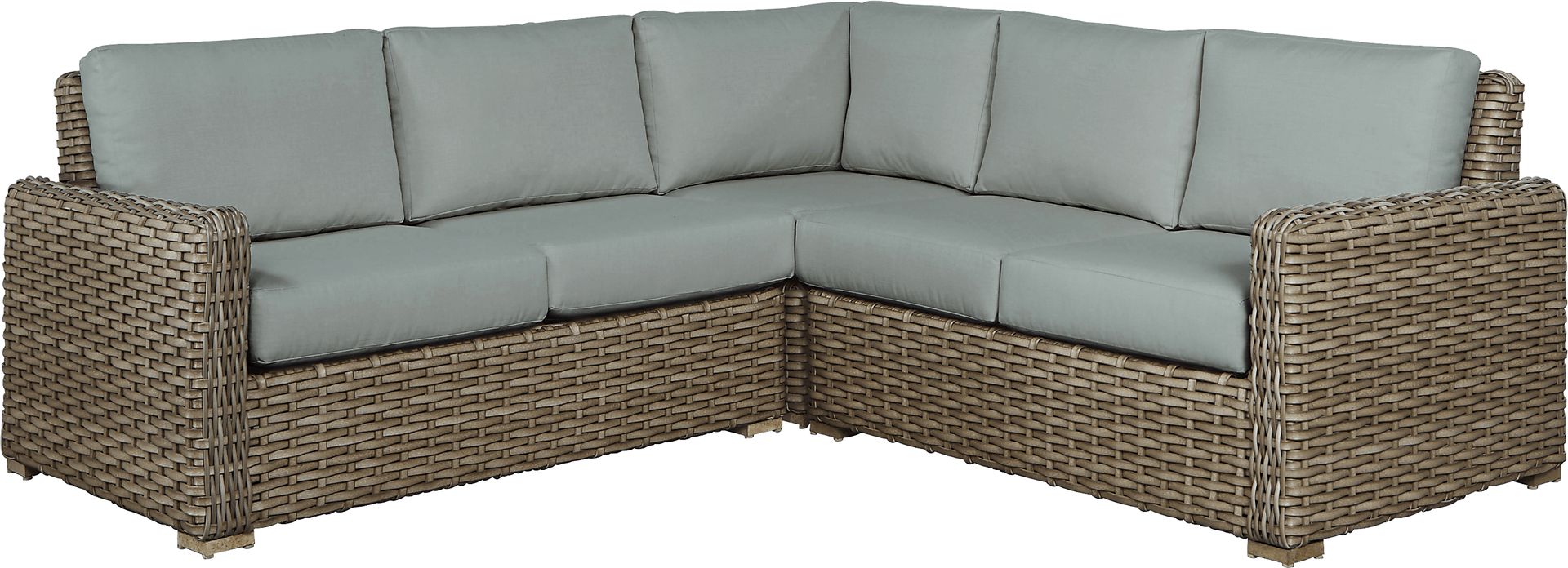 Siesta Key Driftwood 3 Pc Outdoor Sectional with Mist Cushions - Image 3