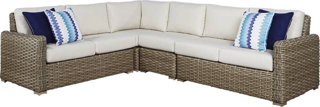 Siesta Key Driftwood 5 Pc Outdoor Seating Set with Linen Cushions - Thumbnail - Image 2