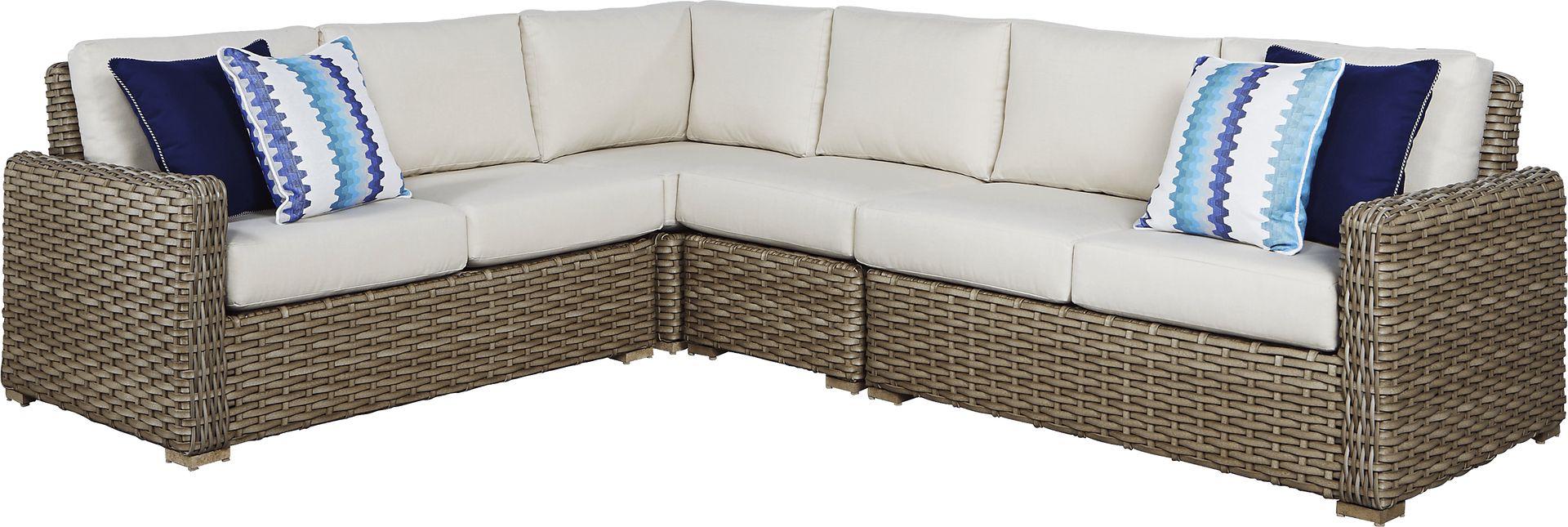 Siesta Key Driftwood 5 Pc Outdoor Seating Set with Linen Cushions - Image 2