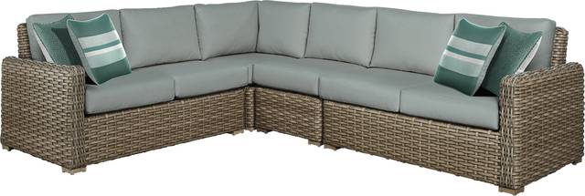Siesta Key Driftwood 5 Pc Outdoor Seating Set with Moss Cushions - Thumbnail - Image 2