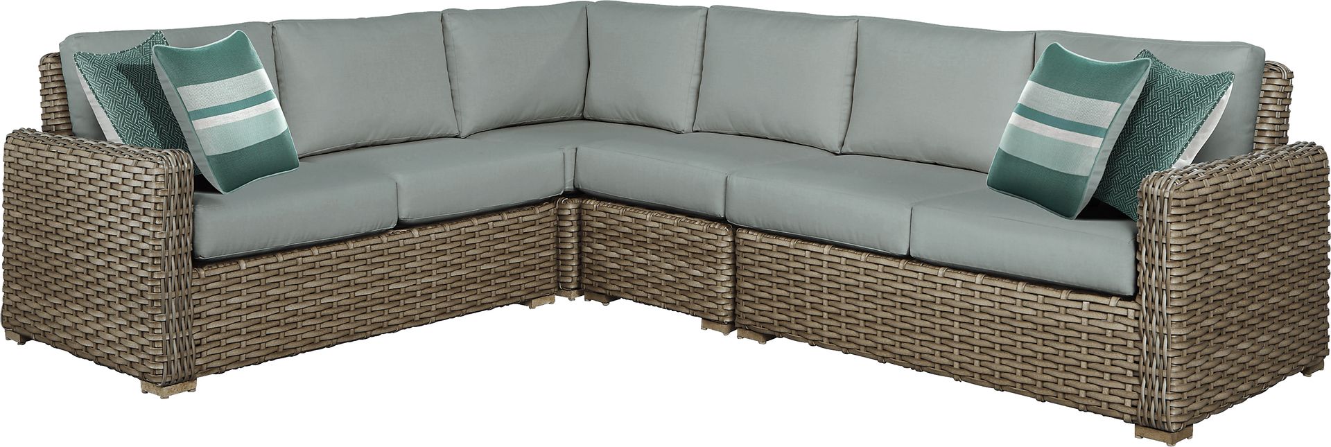 Siesta Key Driftwood 5 Pc Outdoor Seating Set with Moss Cushions - Image 2