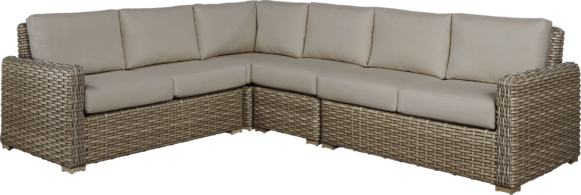 Siesta Key Driftwood 4 Pc Outdoor Sectional with Sand Cushions - Image 3