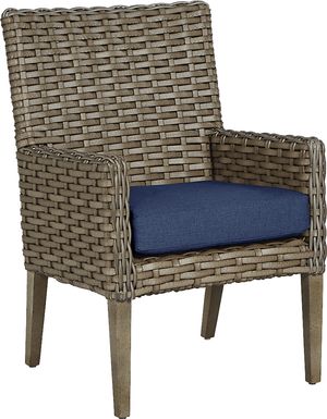 Siesta Key Driftwood Outdoor Arm Chair with Indigo Cushion