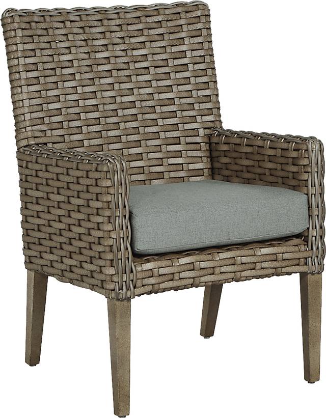 Siesta Key Driftwood Outdoor Arm Chair with Seafoam Cushion - Thumbnail - Image 1