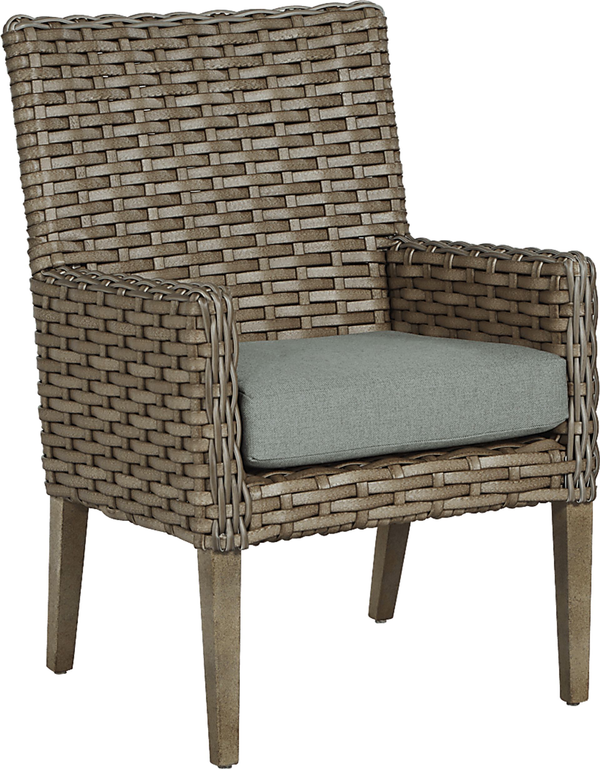 Siesta Key Driftwood Outdoor Arm Chair with Seafoam Cushion - Image 1