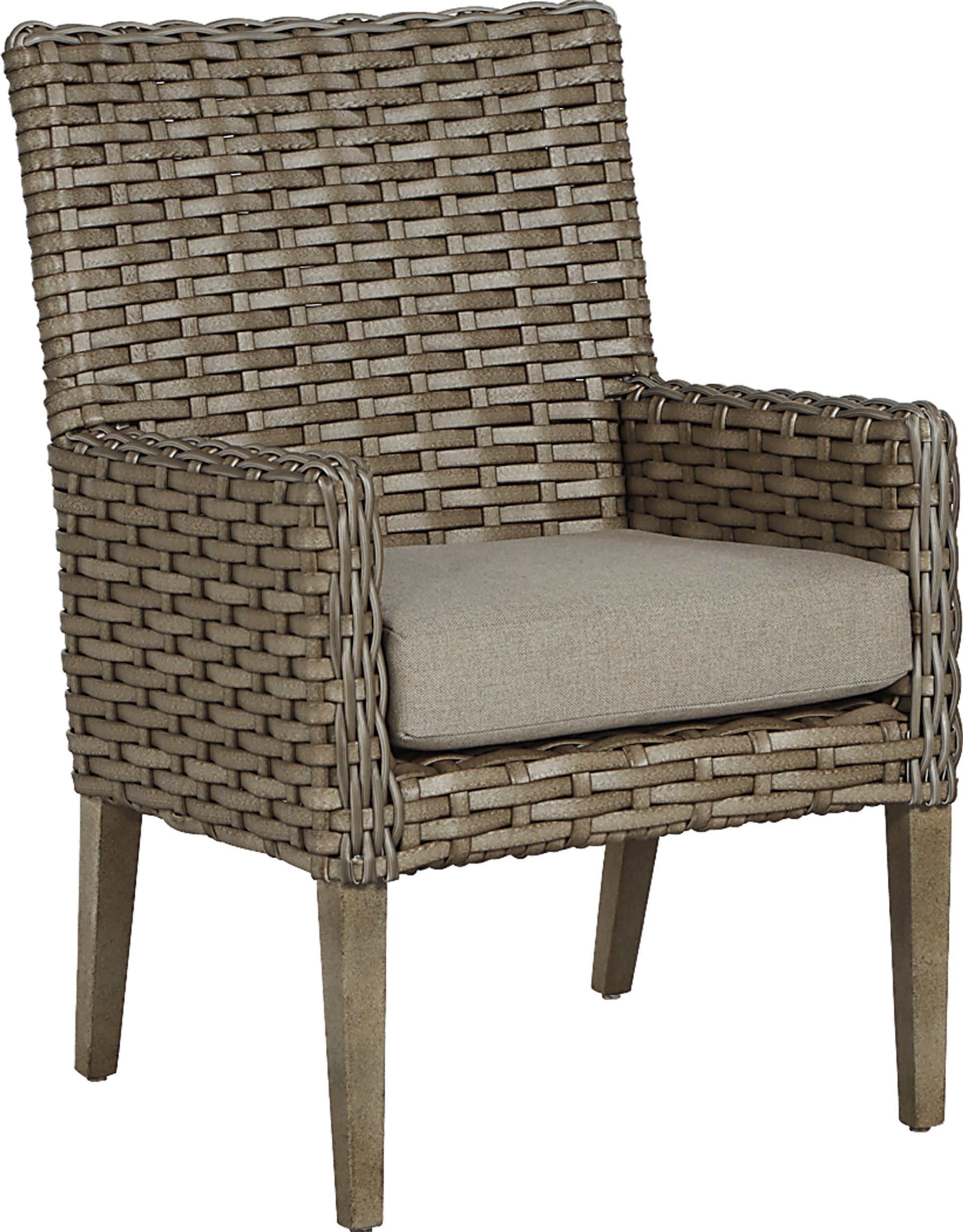 Siesta Key Driftwood Outdoor Arm Chair with Sand Cushion - Image 1