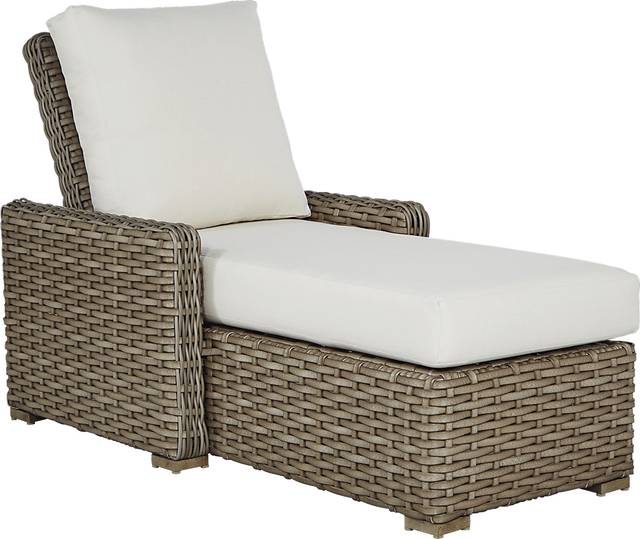 Siesta Key Driftwood Outdoor Chaise with Linen Cushions - Thumbnail - Image 1