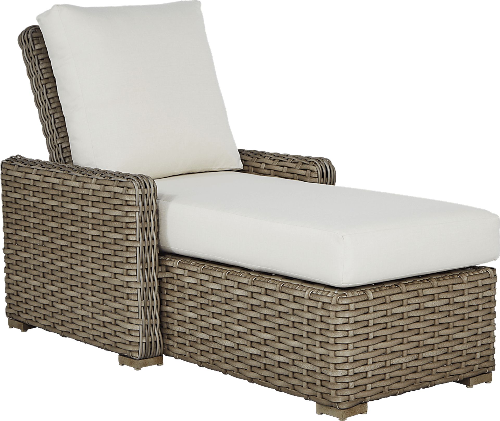 Siesta Key Driftwood Outdoor Chaise with Linen Cushions - Image 1