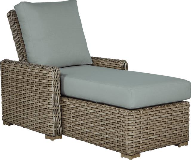 Siesta Key Driftwood Outdoor Chaise with Mist Cushions - Thumbnail - Image 1
