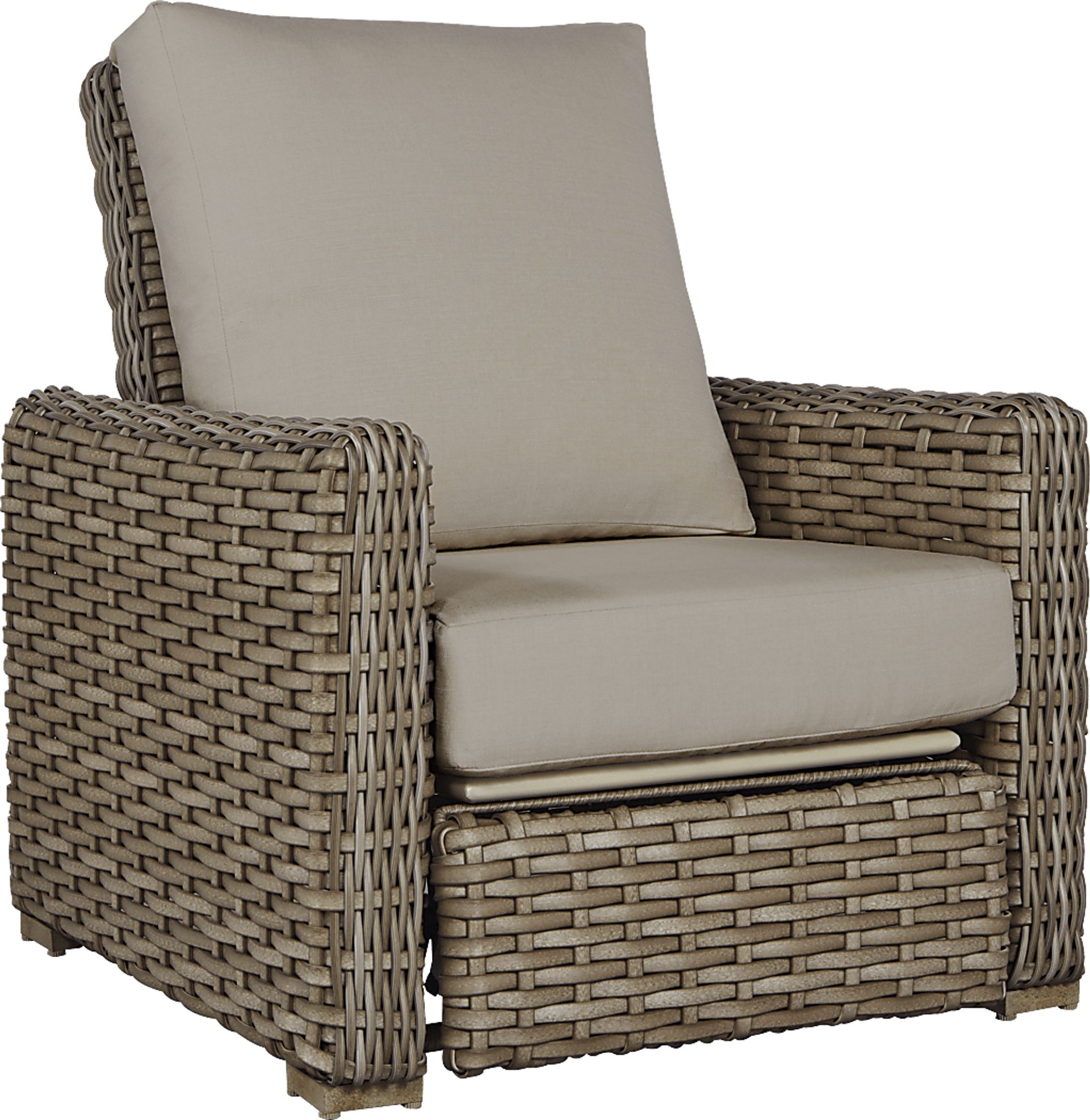 Siesta Key Driftwood Outdoor Recliner with Sand Cushions - Image 1