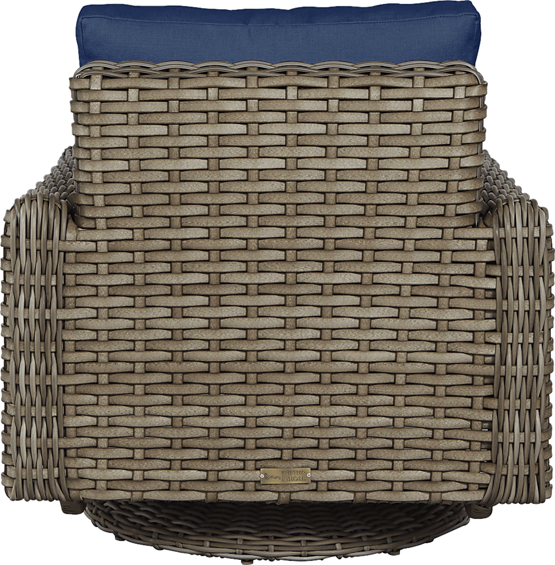 Siesta Key Driftwood 5 Pc Outdoor Fire Pit Seating Set with Indigo Cushions - Image 5