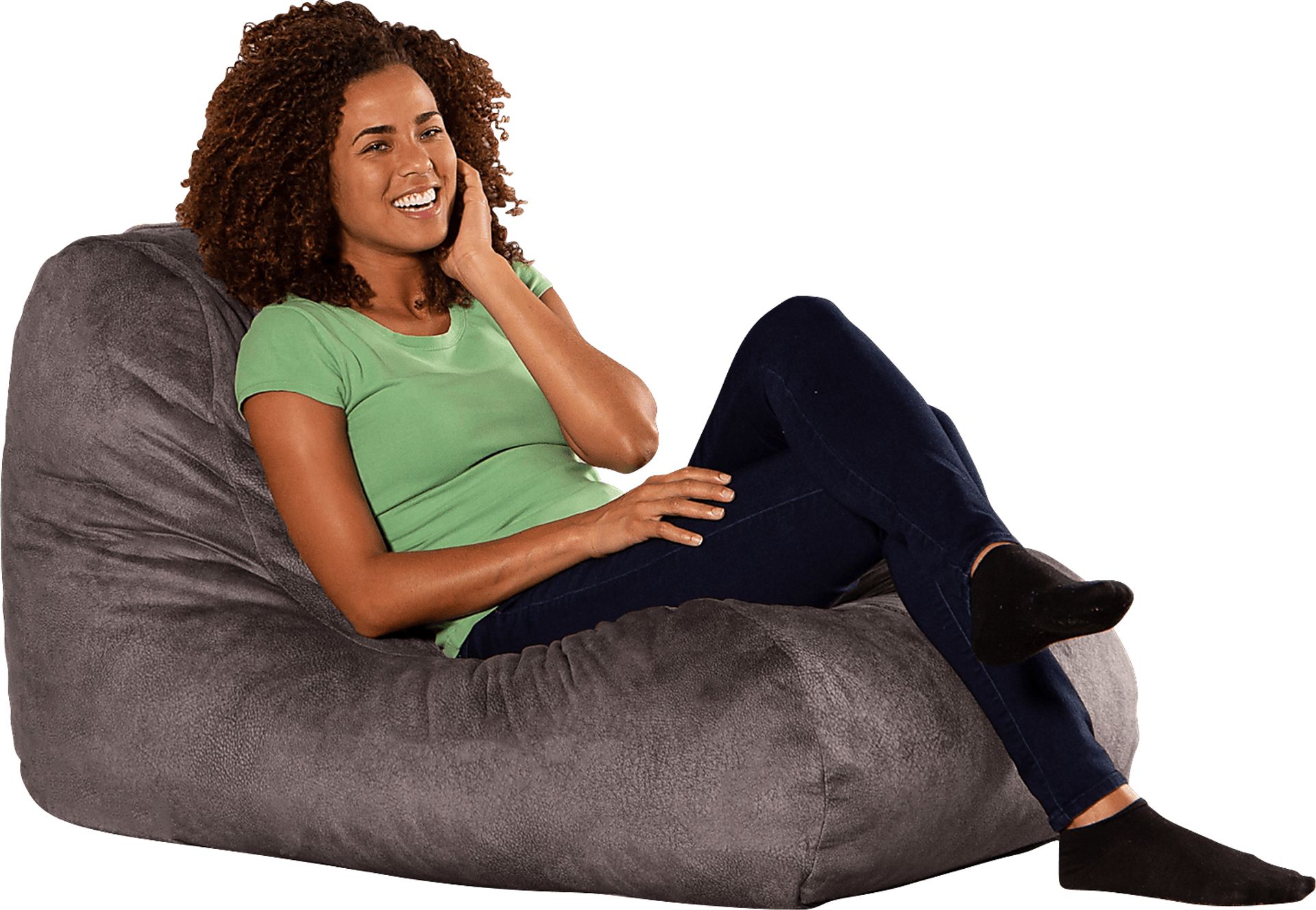 Kids Siler Gray Bean Bag Chair - Image 1