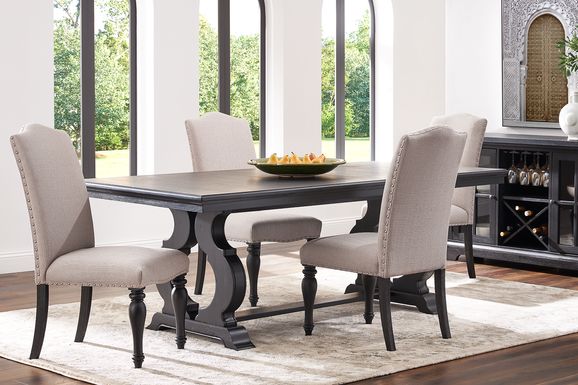 Sillsbee Place Black 5 Pc Rectangle Dining Room with Upholstered Chairs