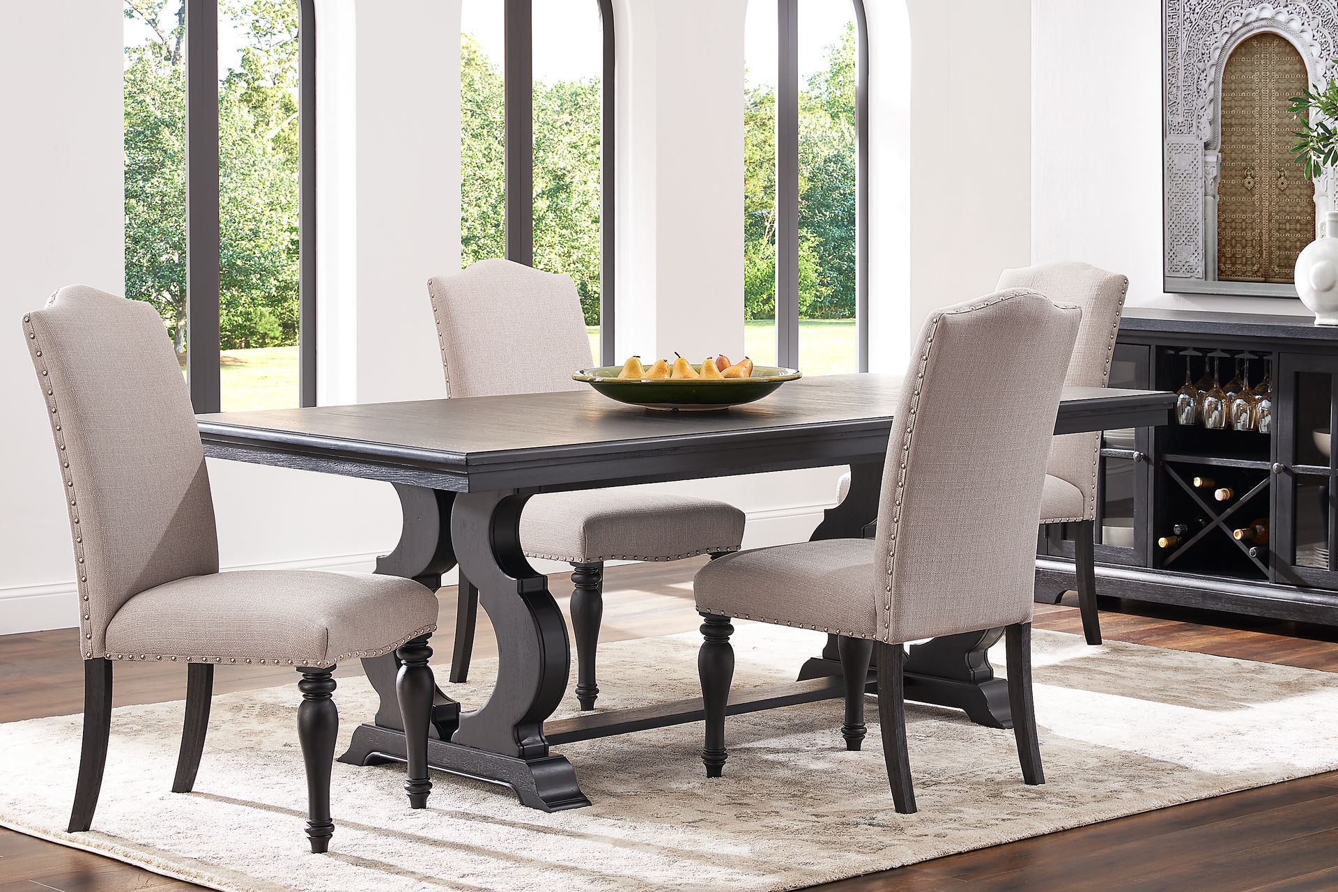 Sillsbee Place Black 5 Pc Rectangle Dining Room with Upholstered Chairs - Image 1
