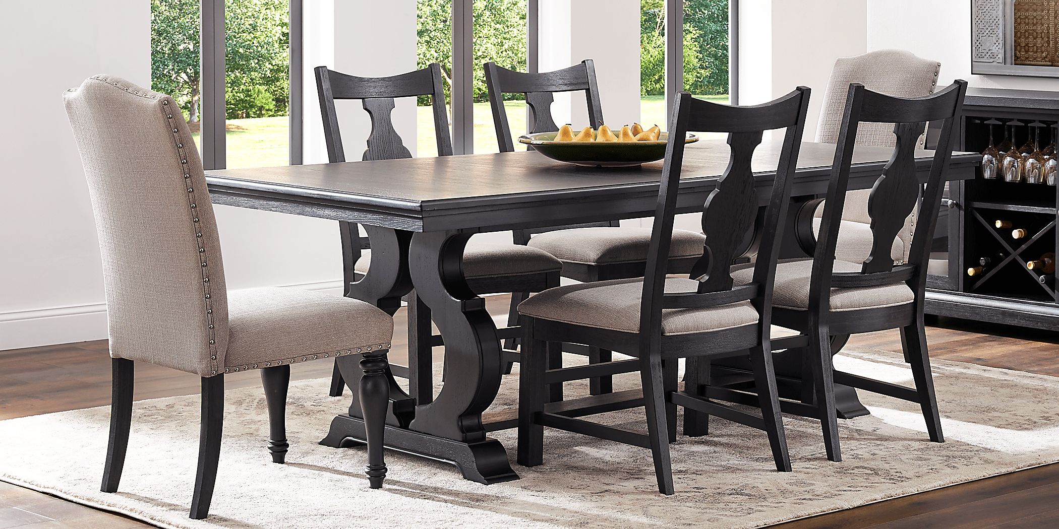 Sillsbee Place 5 Pc Black Black Colors Beige Dining Room Set With