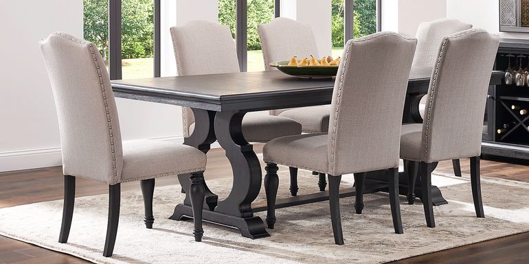 Sillsbee Place Black 7 Pc Rectangle Dining Room with Upholstered Chairs