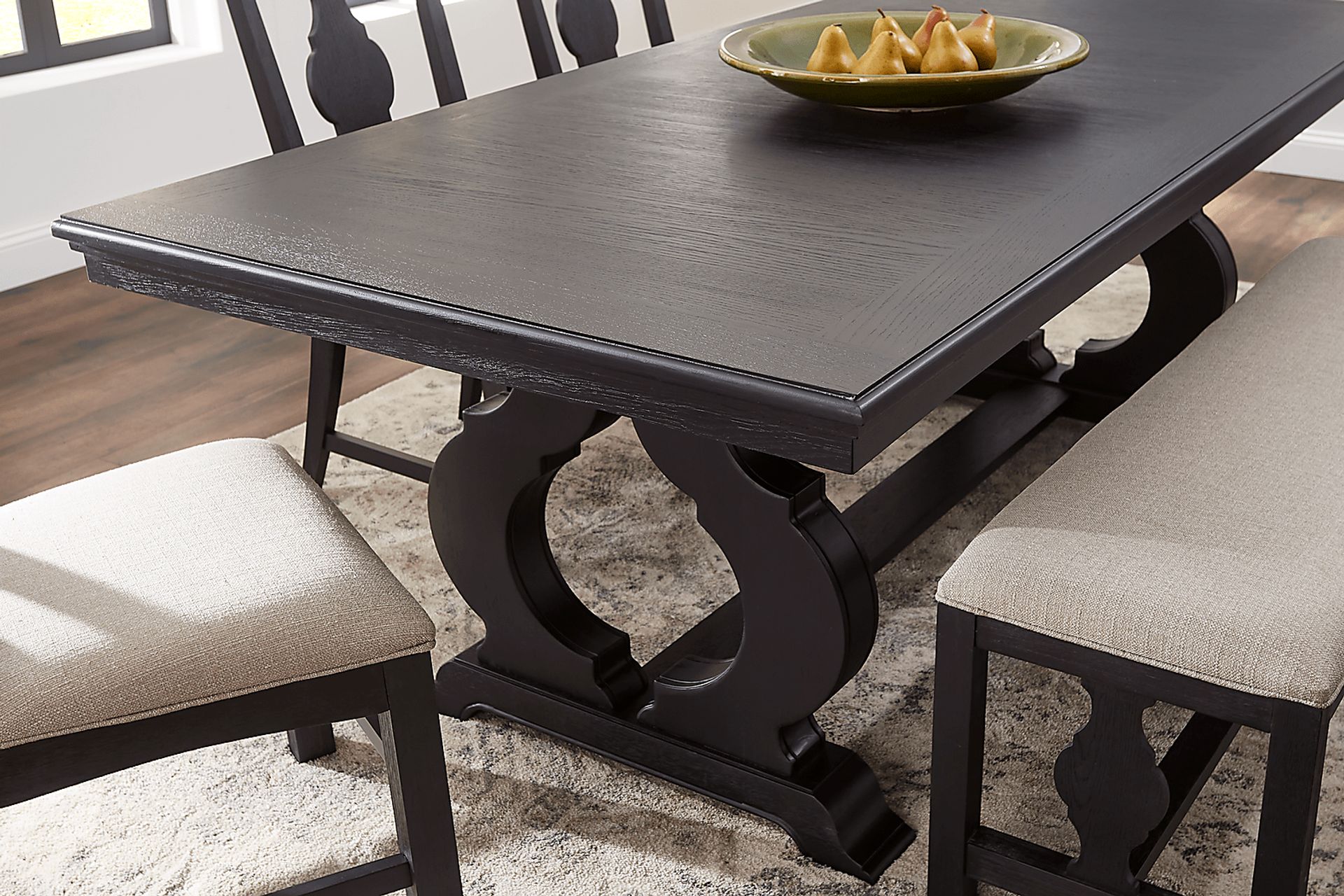 Sillsbee Place Black 7 Pc Rectangle Dining Room with Wood Back Chairs - Image 3