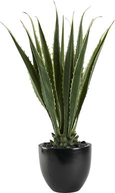 Silvara Green 48in. Artificial Agave in Black Planter