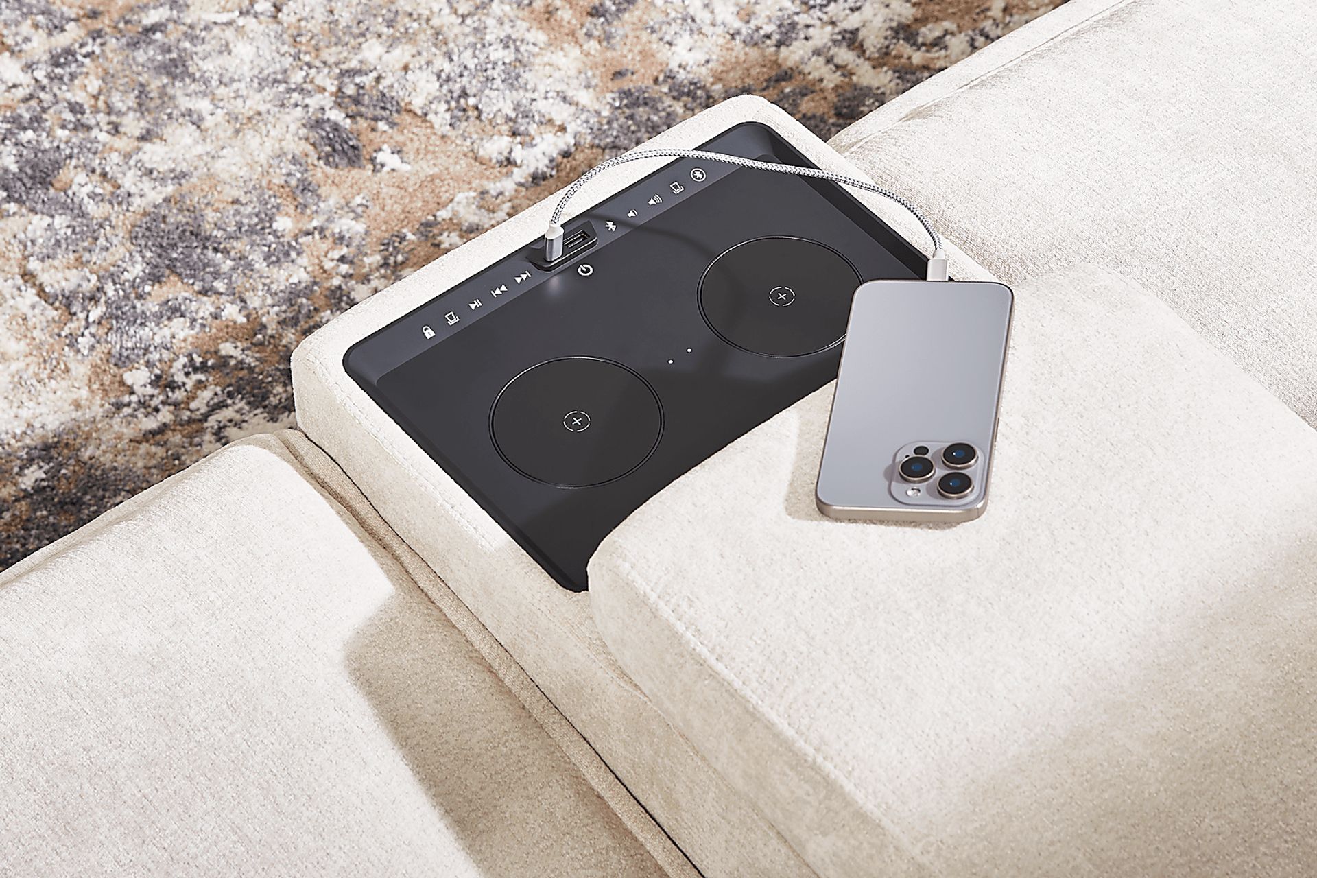 Silver 3 Pc Dual Power Reclining ModularTwo with Media Console - Image 8