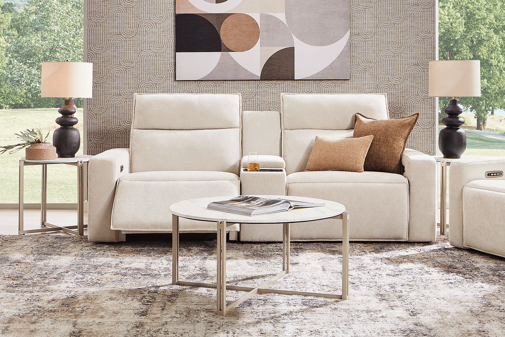 Silver 3 Pc Dual Power Reclining ModularTwo with Media Console - Image 3