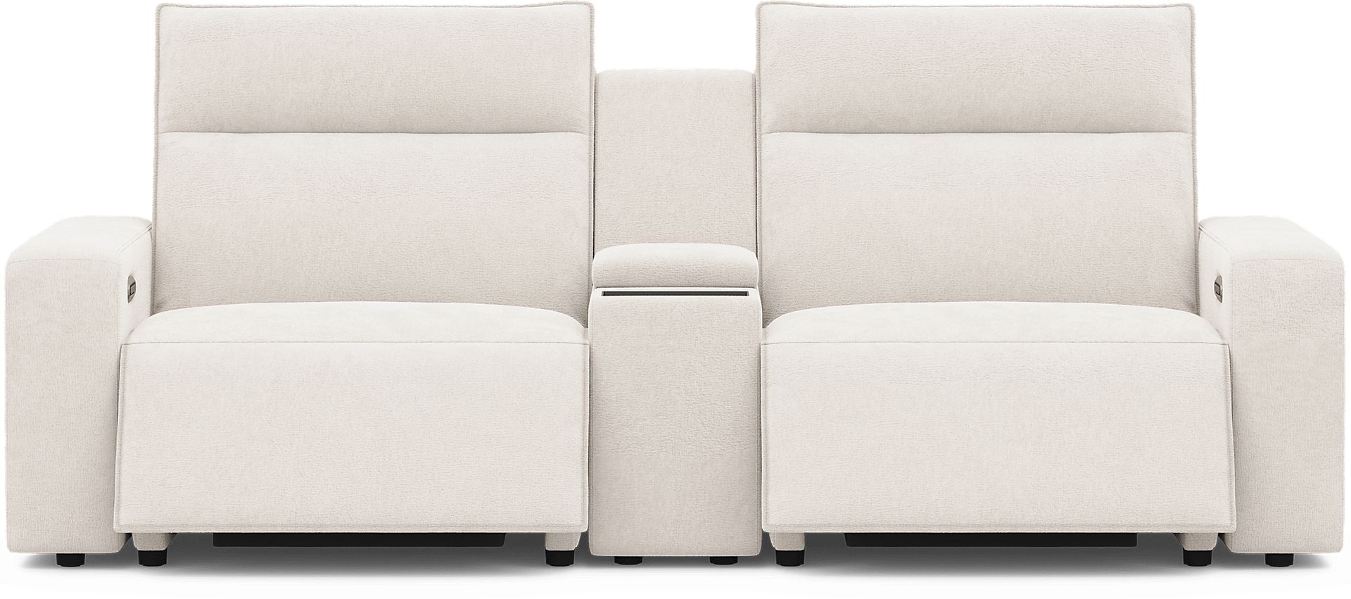 Silver 3 Pc Dual Power Reclining ModularTwo with Media Console - Image 1
