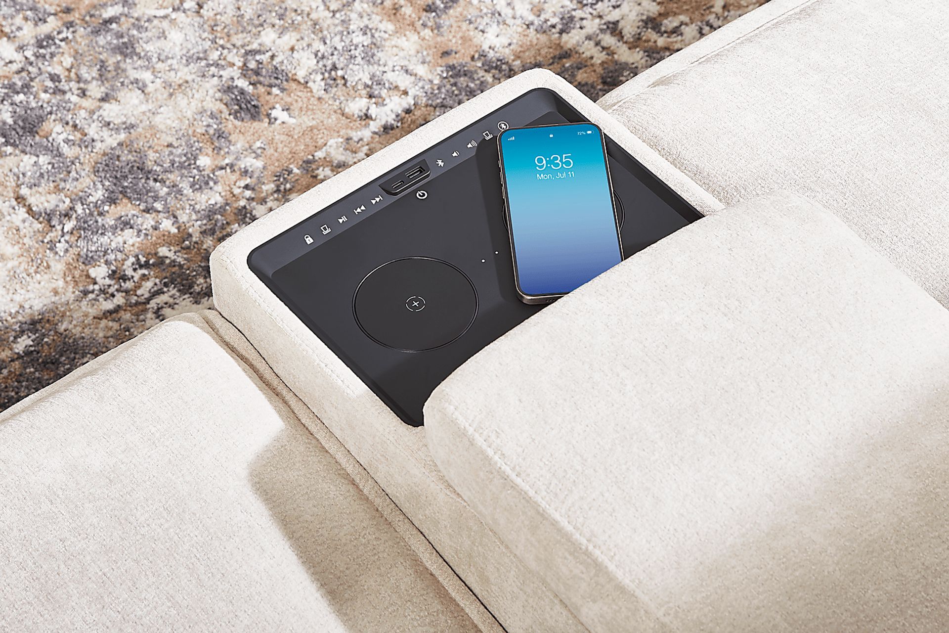 Silver 5 Pc Dual Power Reclining ModularTwo with Media Consoles - Image 6