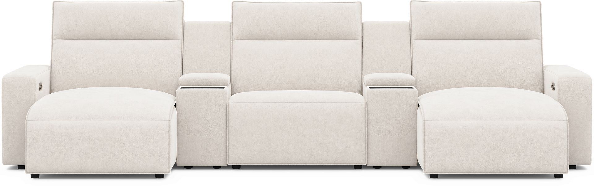 Silver 5 Pc Dual Power Reclining ModularTwo with Media Consoles - Image 3