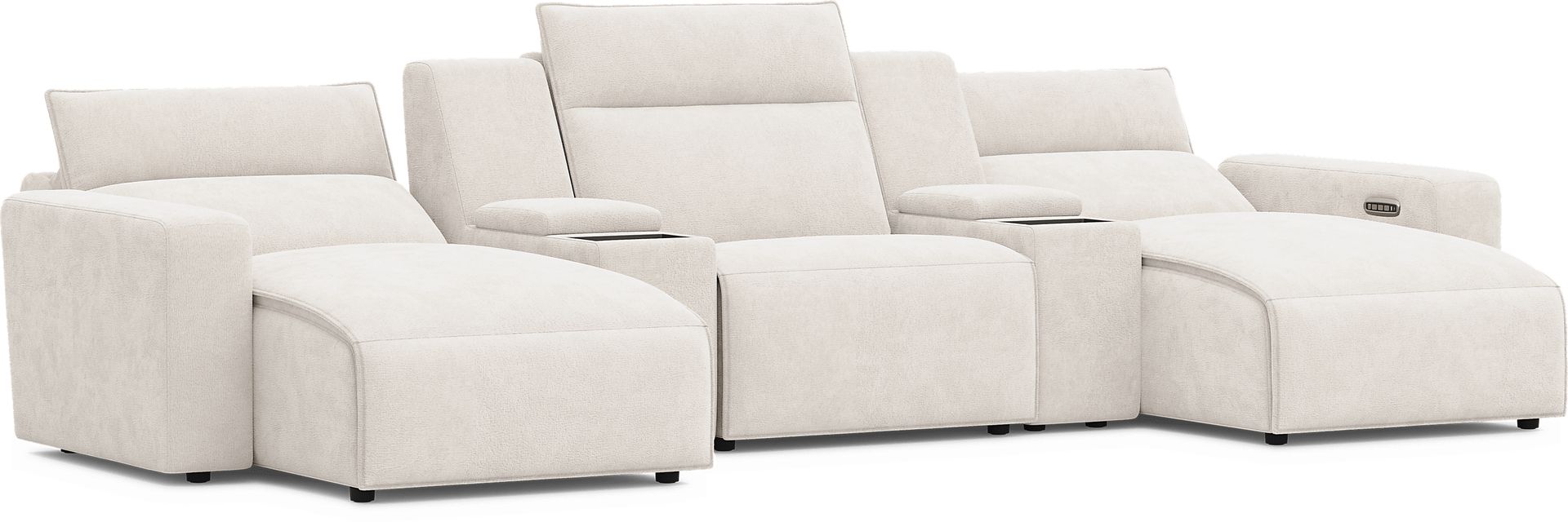 Silver 5 Pc Dual Power Reclining ModularTwo with Media Consoles - Image 1