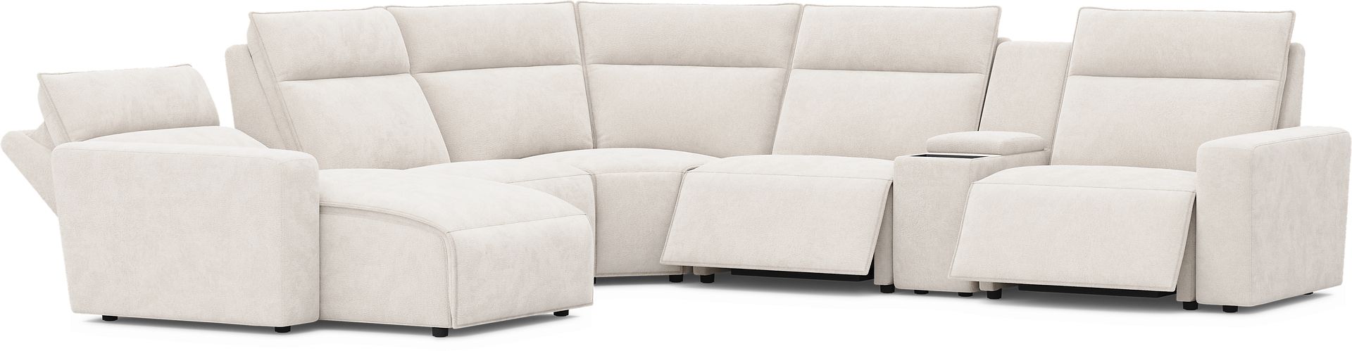 Silver 6 Pc Dual Power Reclining ModularTwo with Media Console - Image 1