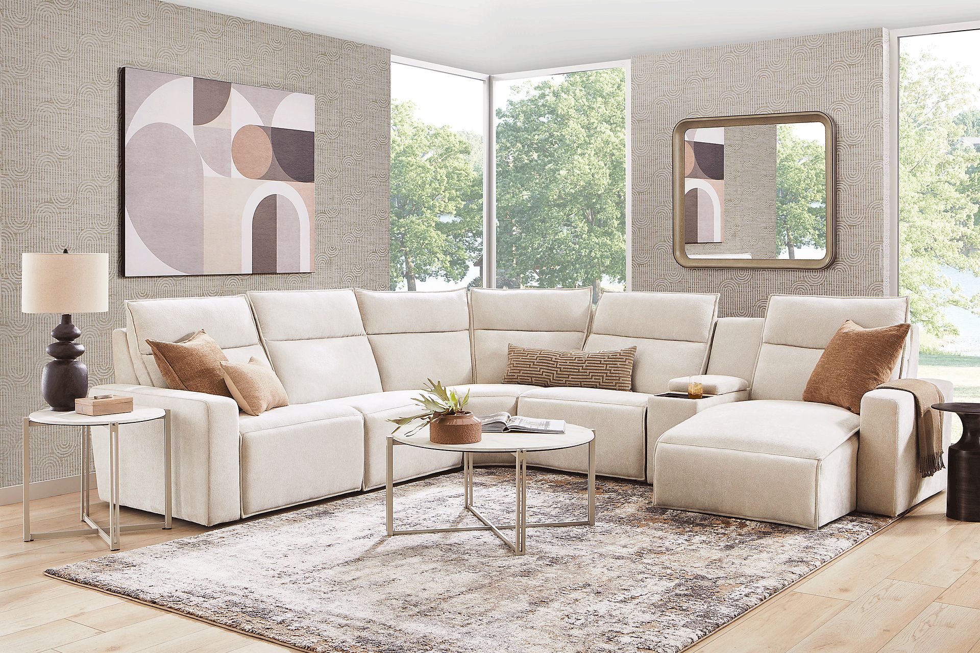 Silver 6 Pc Dual Power Reclining ModularTwo with Media Console - Image 3