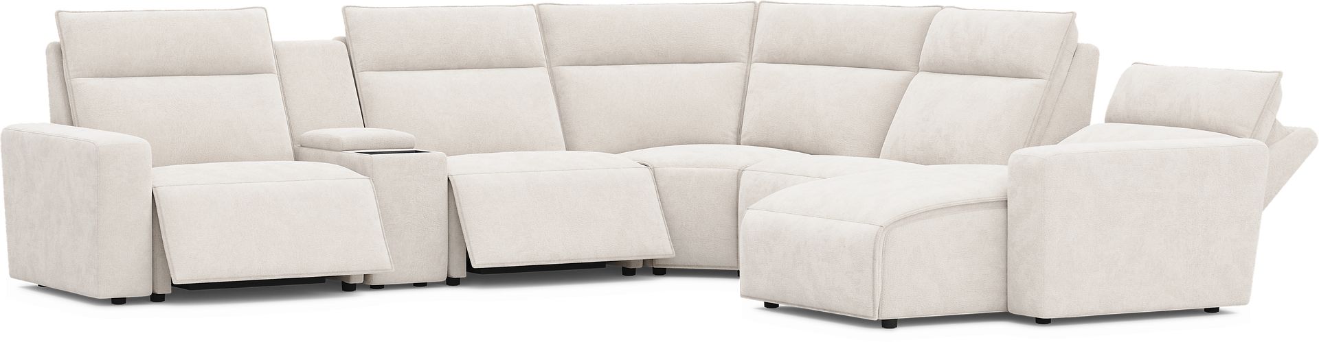 Silver 6 Pc Dual Power Reclining ModularTwo with Media Console - Image 1