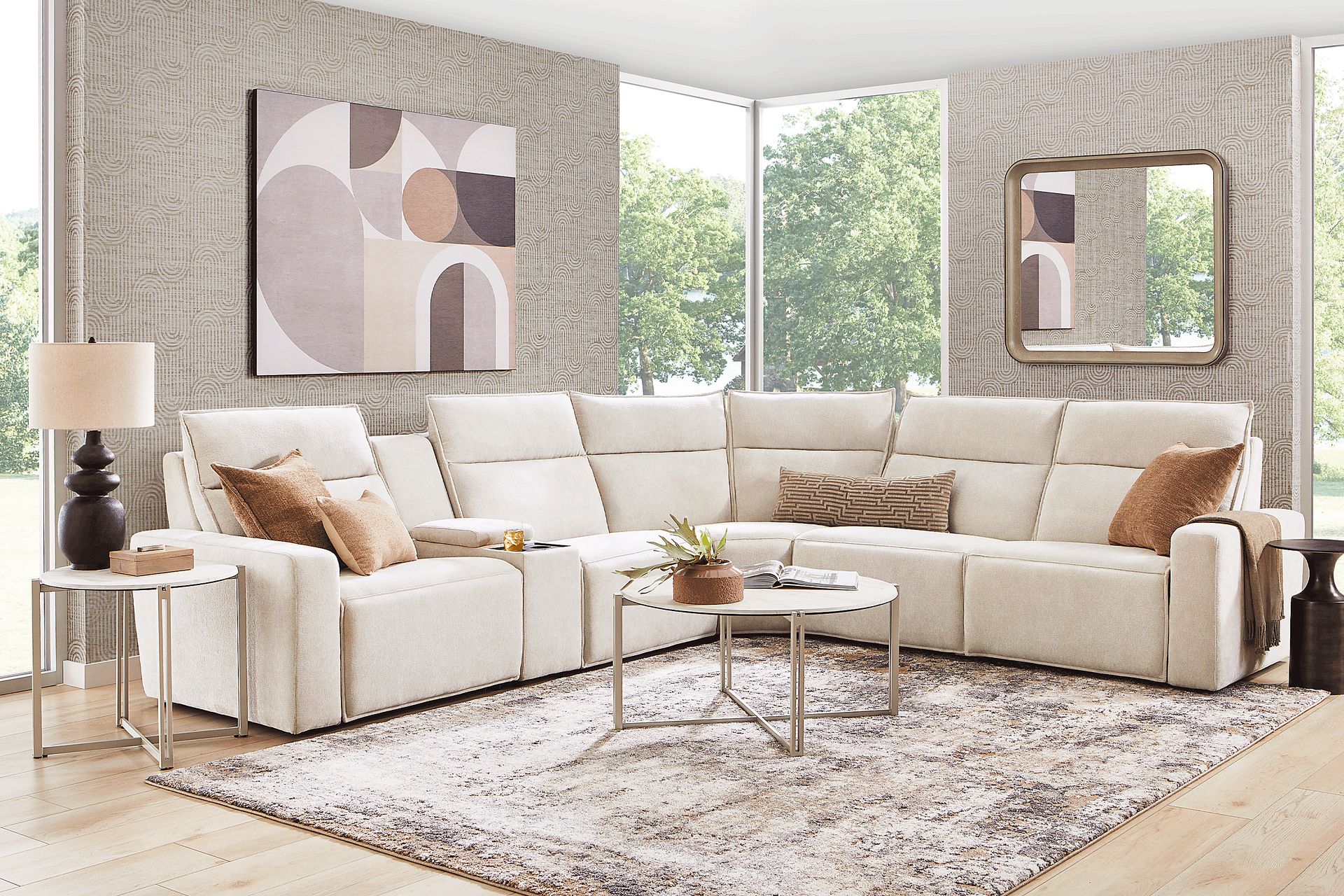 Silver 6 Pc Dual Power Reclining ModularTwo with Media Console - Image 3