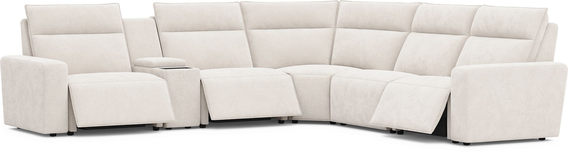 Silver 6 Pc Dual Power Reclining ModularTwo with Media Console - Image 1