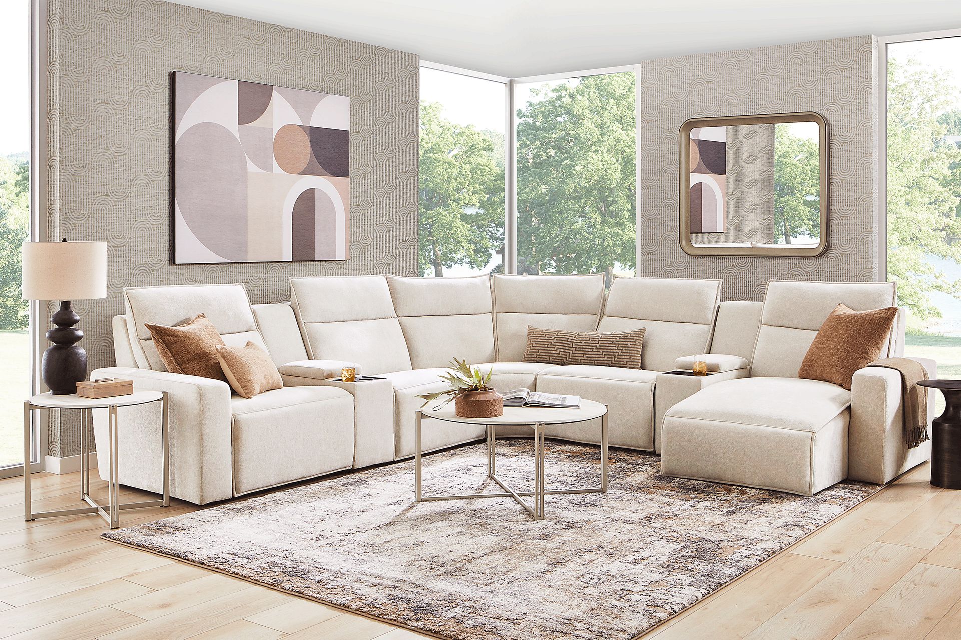 Silver 7 Pc Dual Power Reclining ModularTwo with Media Consoles - Image 2