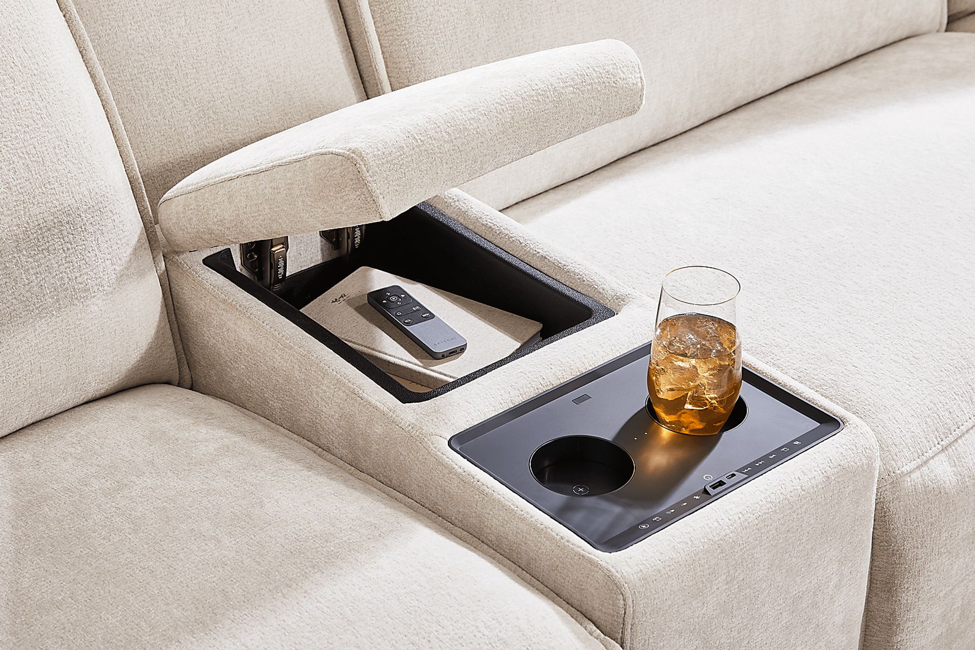 Silver 7 Pc Dual Power Reclining ModularTwo with Media Consoles - Image 6