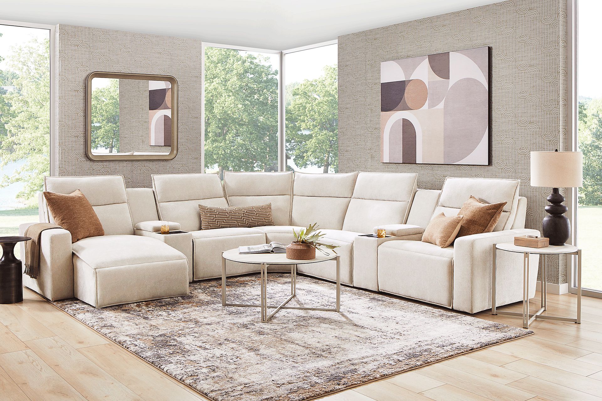 Silver 7 Pc Dual Power Reclining ModularTwo with Media Consoles - Image 3