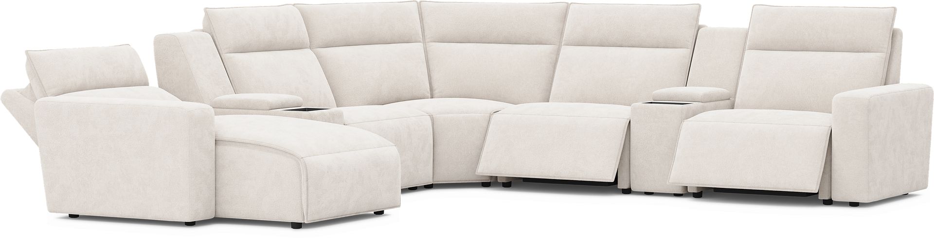 Silver 7 Pc Dual Power Reclining ModularTwo with Media Consoles - Image 1