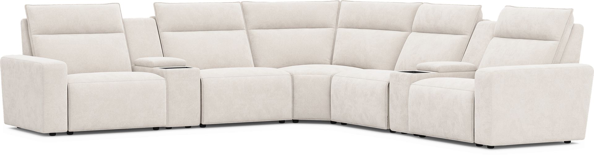 Silver 7 Pc Dual Power Reclining ModularTwo with Media Consoles - Image 2