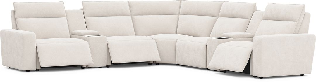 Silver 7 Pc Dual Power Reclining ModularTwo with Media Consoles