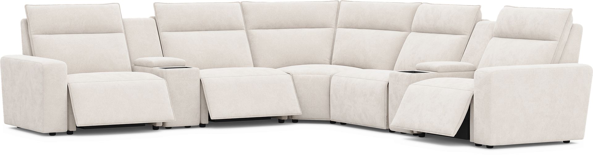 Silver 7 Pc Dual Power Reclining ModularTwo with Media Consoles