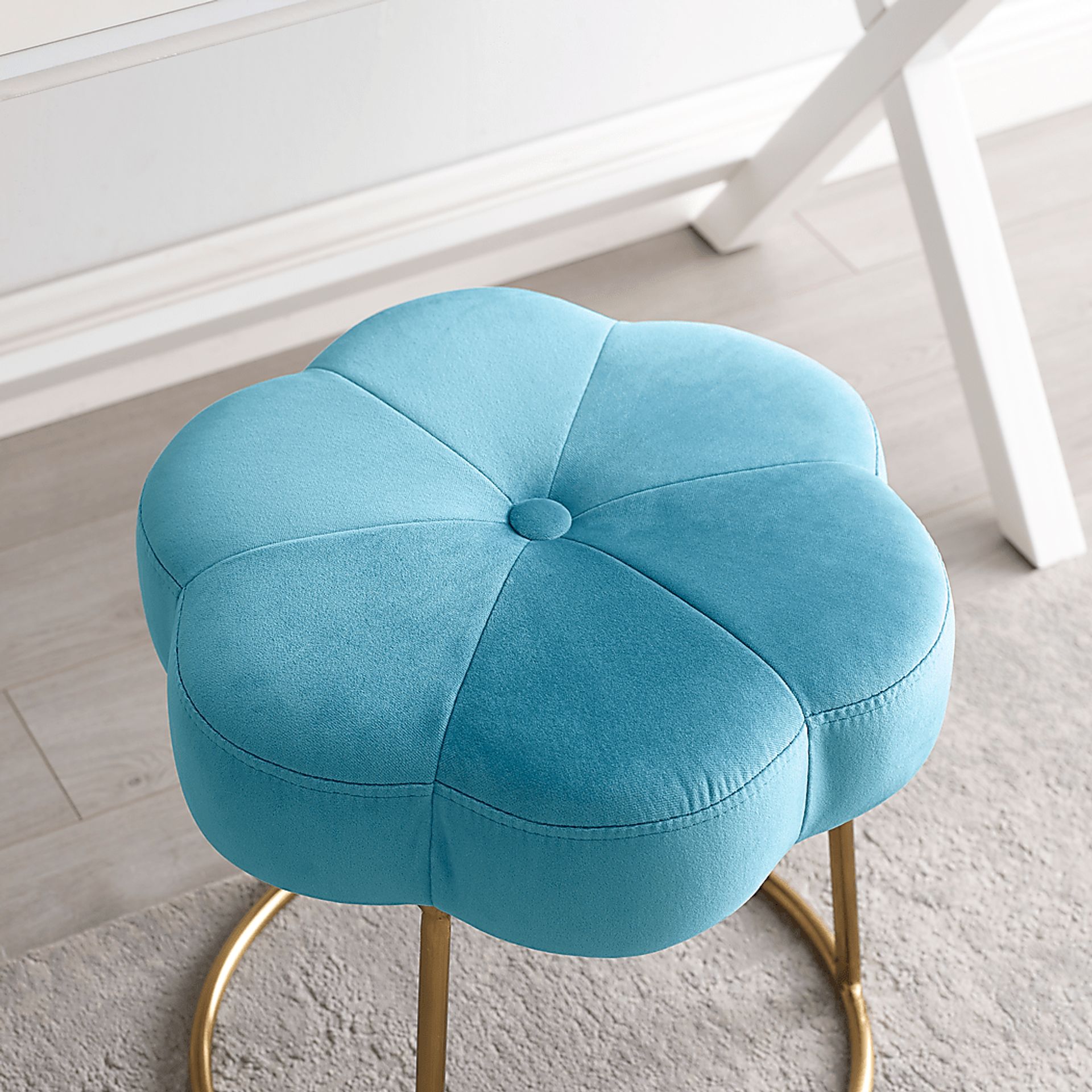 Silver Lane Blue Vanity Stool - Image 7