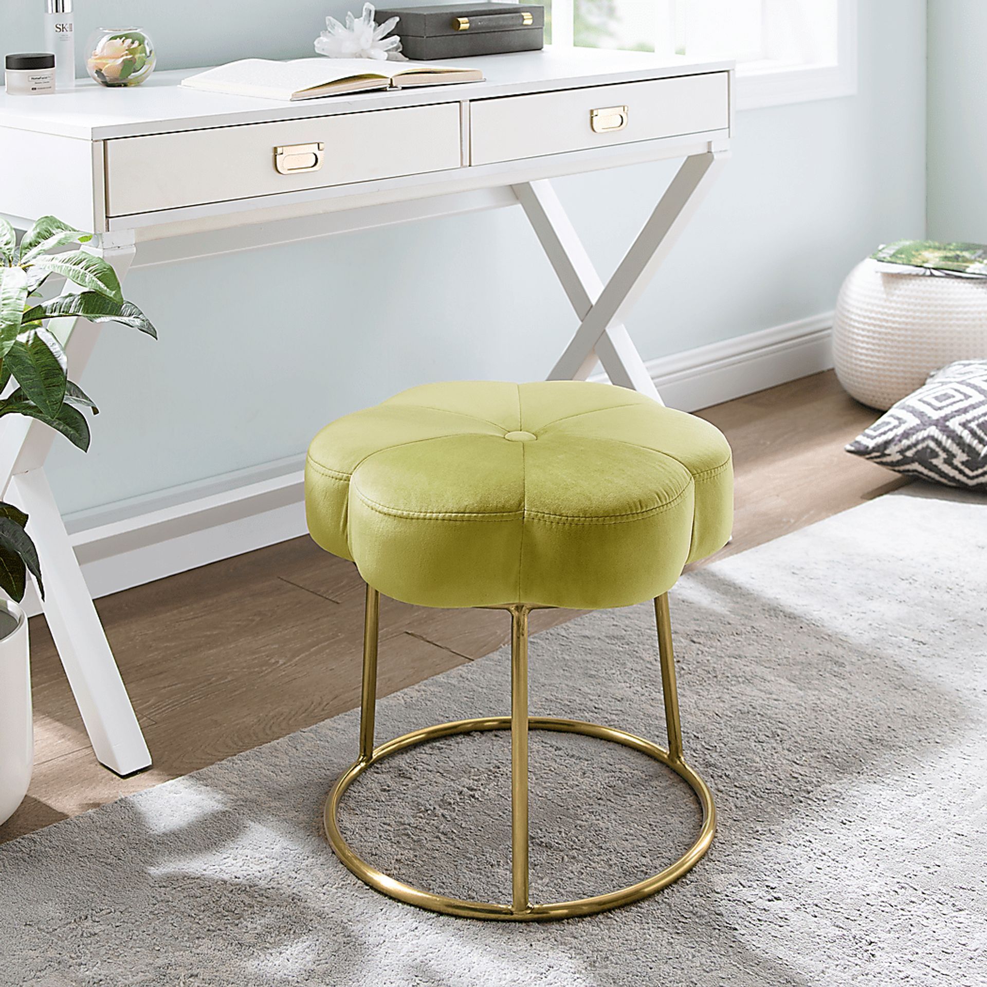 Silver Lane Green Vanity Stool - Image 2
